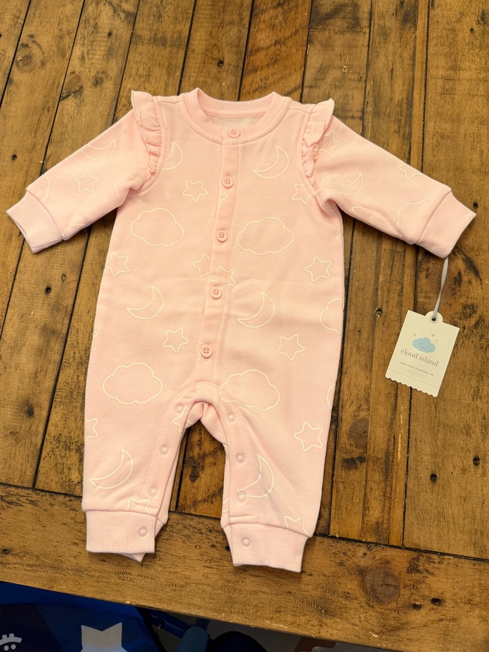 cloud island Pale Pink Ruffle-Shoulder Baby One-Piece